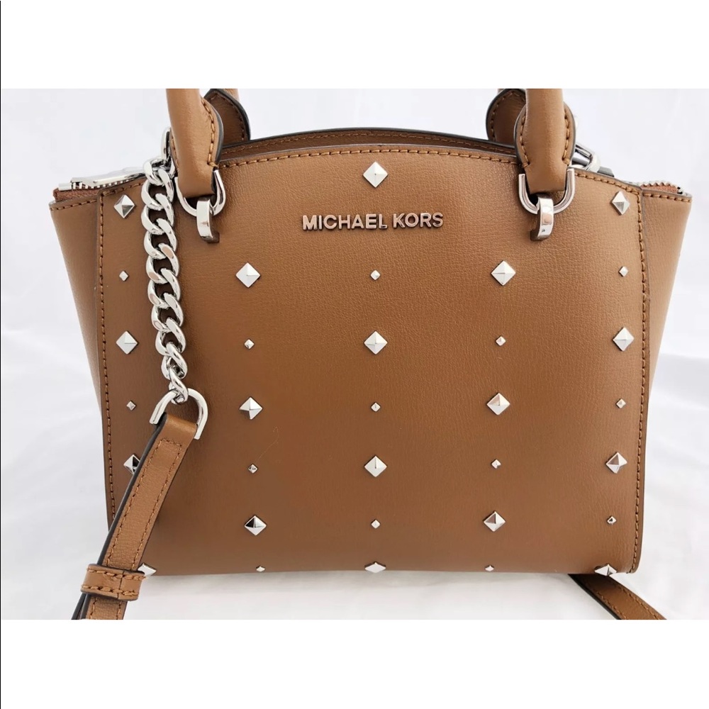Michael Kors Ellis Small Satchel Stud Brown - Picture 4 of 8